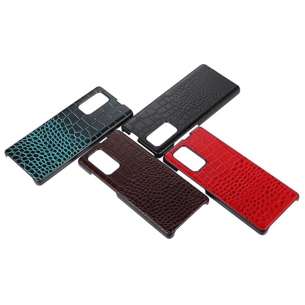 For LG Wing 5G Well-protected Crocodile Texture Phone Shell Genuine Cowhide Leather Coating PC + TPU Case - Green-3