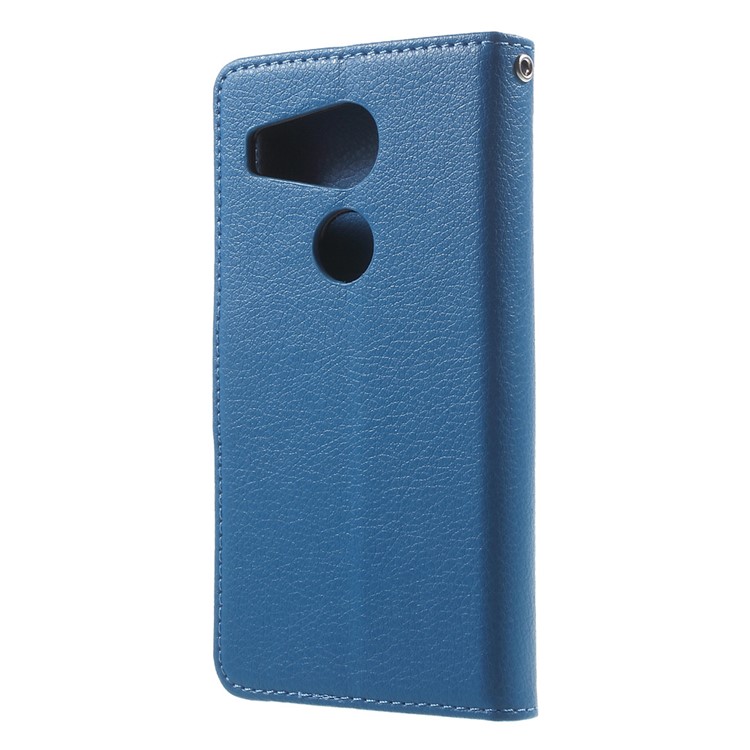 Lychee Wallet Leather Shell for LG Nexus 5X with Stand - Blue-2