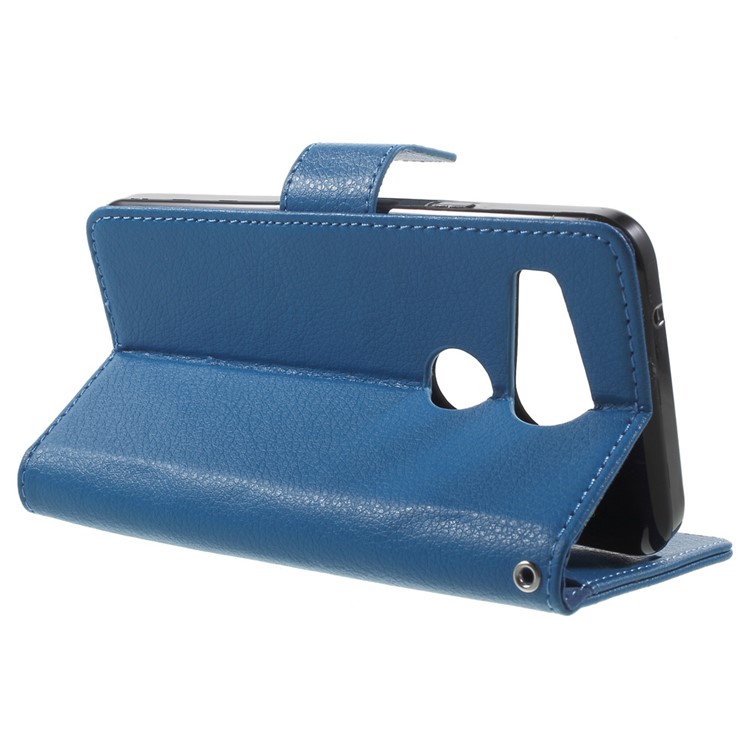 Lychee Wallet Leather Shell for LG Nexus 5X with Stand - Blue-3