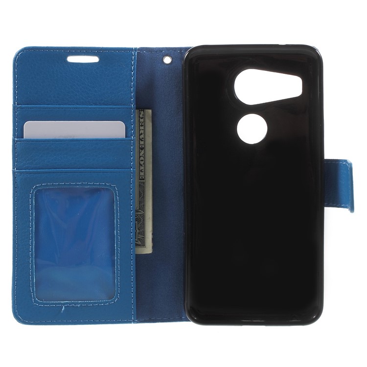 Lychee Wallet Leather Shell for LG Nexus 5X with Stand - Blue-4