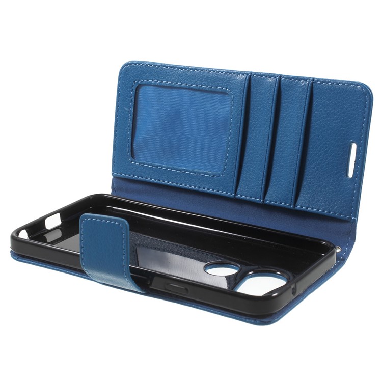 Lychee Wallet Leather Shell for LG Nexus 5X with Stand - Blue-5