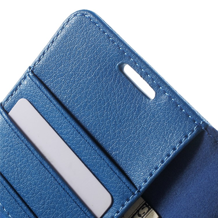 Lychee Wallet Leather Shell for LG Nexus 5X with Stand - Blue-6