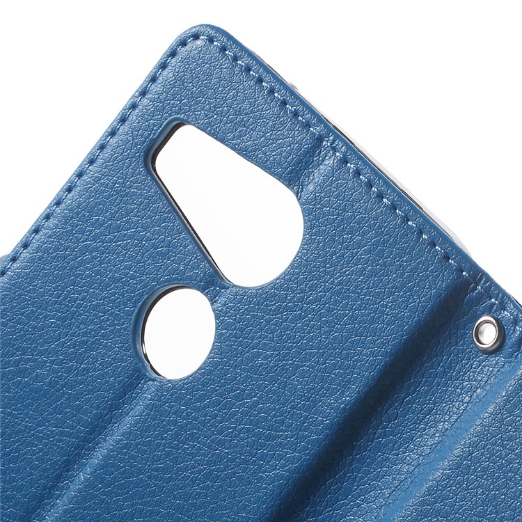 Lychee Wallet Leather Shell for LG Nexus 5X with Stand - Blue-7