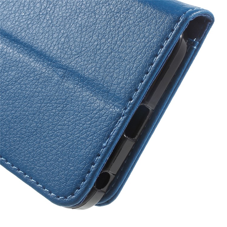 Lychee Wallet Leather Shell for LG Nexus 5X with Stand - Blue-9