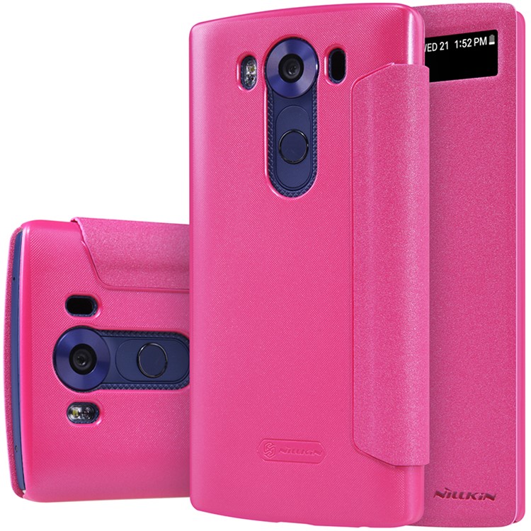 NILLKIN Sparkle Series Side Flip Smart View Leather Phone Cover for LG V10 - Rose-6