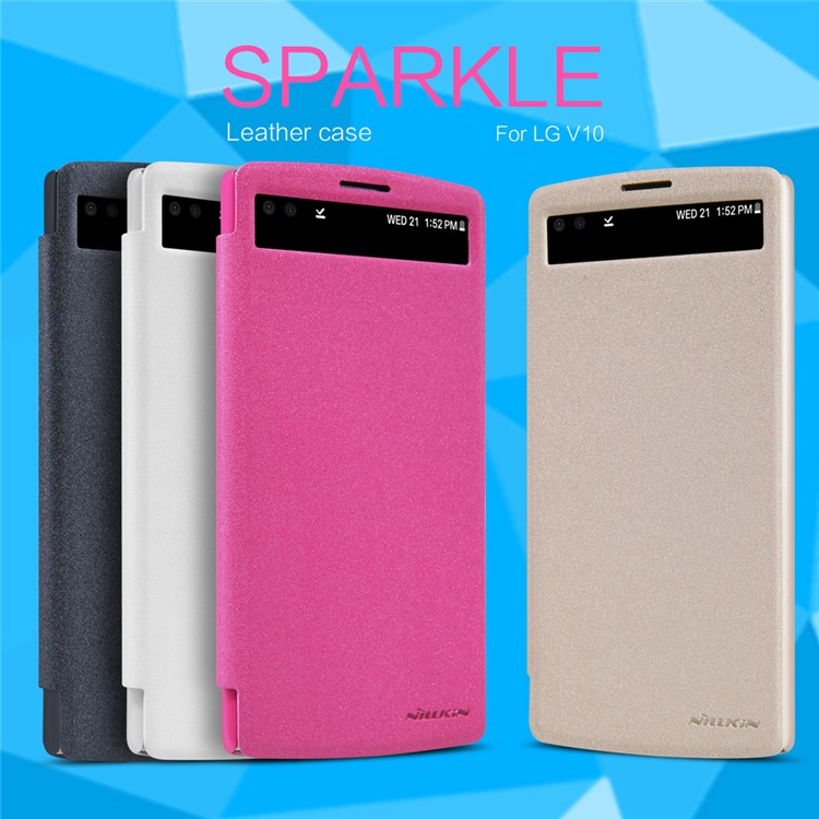 NILLKIN Sparkle Series Side Flip Smart View Leather Phone Cover for LG V10 - Rose-7