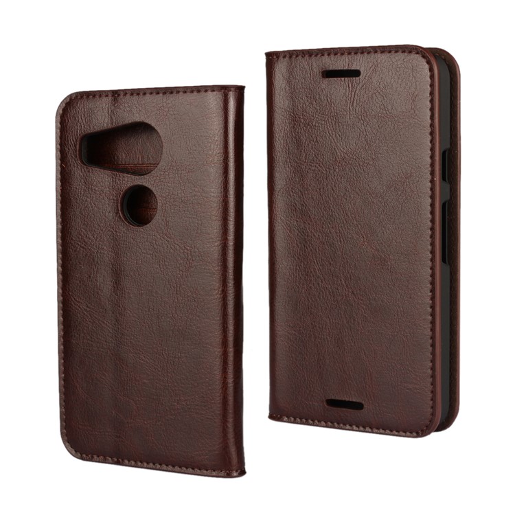 Crazy Horse Genuine Leather Flip Case Cover for LG Nexus 5X - Coffee-1