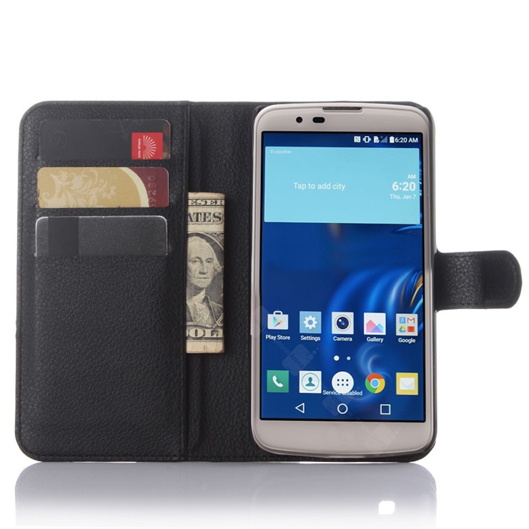 Litchi Texture Leather Stand Wallet Case for LG K10 - Black-4