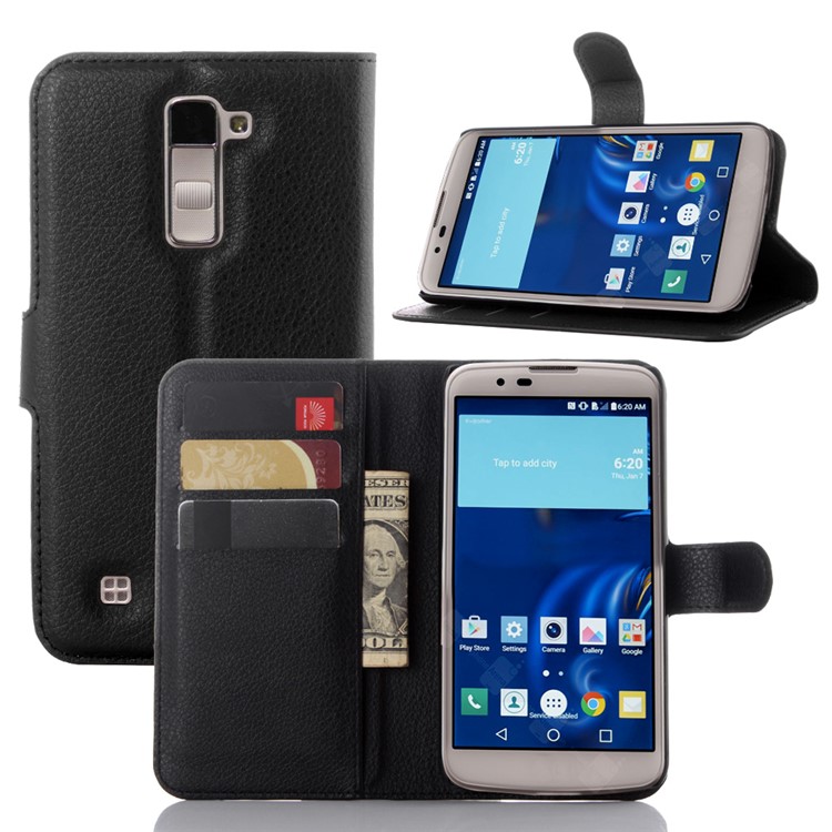 Litchi Texture Leather Stand Wallet Case for LG K10 - Black-5