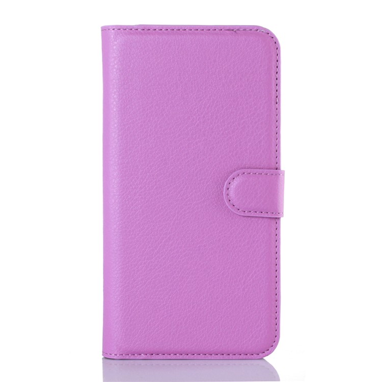 Litchi Skin PU Leather Stand Wallet Shell for LG K10 - Purple-1