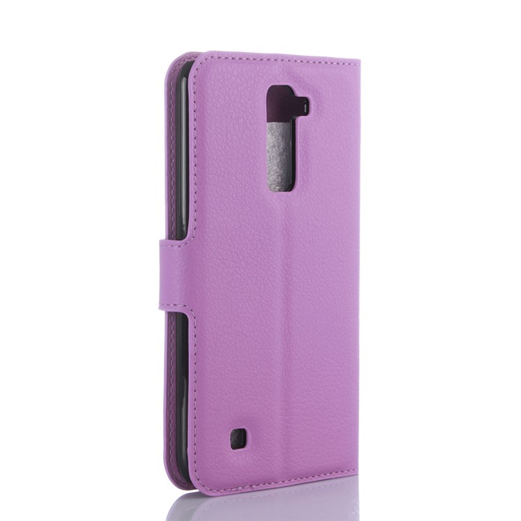 Litchi Skin PU Leather Stand Wallet Shell for LG K10 - Purple-2