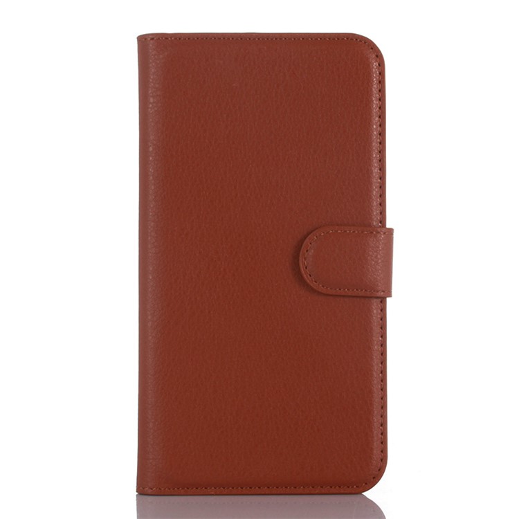 Litchi Skin Leather Stand Wallet Case for LG K10 - Brown-1