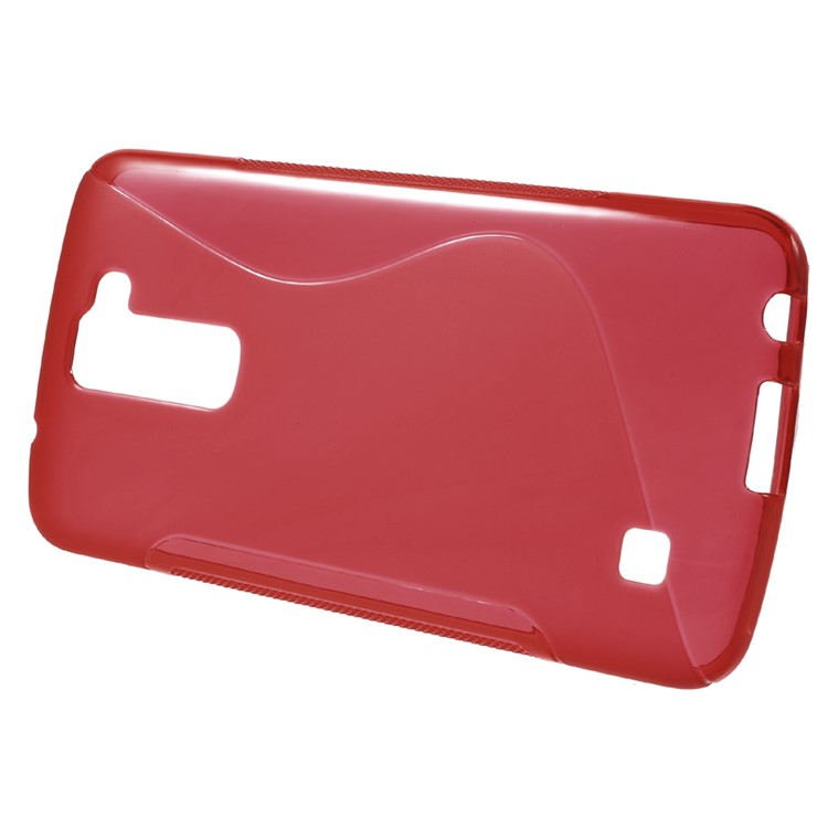 S-curve Line Soft TPU Skin Case for LG K10 - Red-2