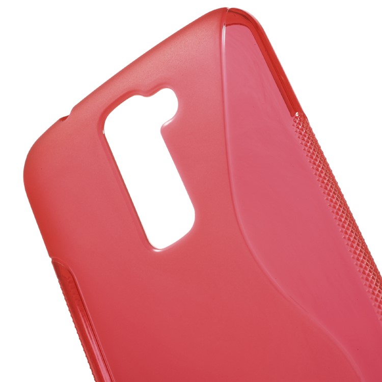 S-curve Line Soft TPU Skin Case for LG K10 - Red-4
