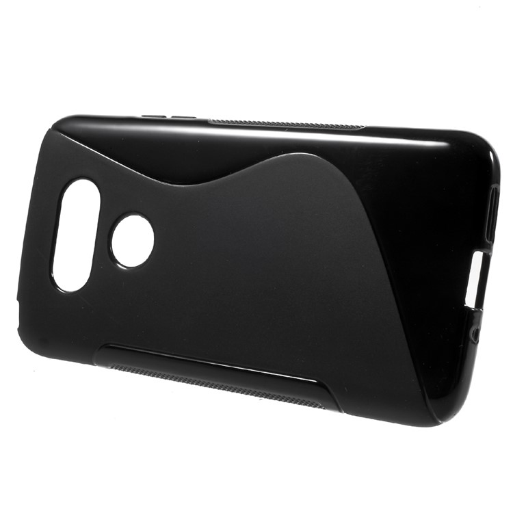 S-curve Line Soft TPU Skin Case for LG G5 - Black-2