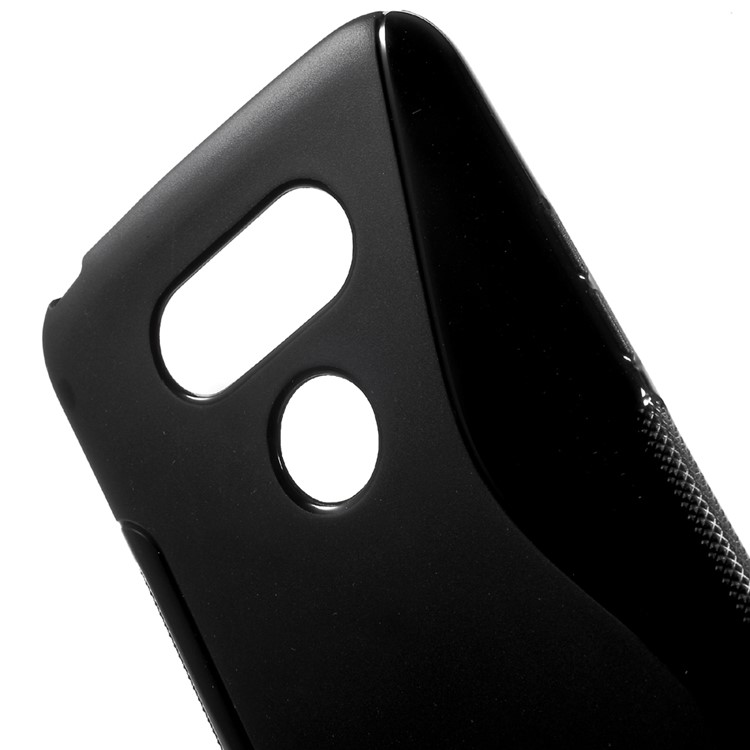 S-curve Line Soft TPU Skin Case for LG G5 - Black-4