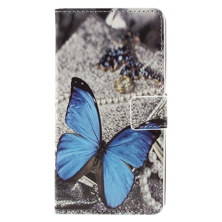 Stand Leather Card Slot Flip Case for LG K10 - Blue Butterfly-3