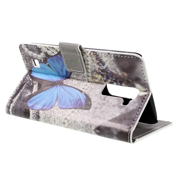 Stand Leather Card Slot Flip Case for LG K10 - Blue Butterfly-5