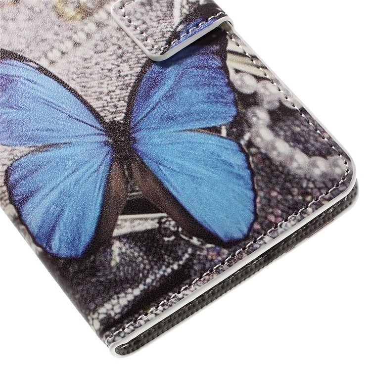 Stand Leather Card Slot Flip Case for LG K10 - Blue Butterfly-7