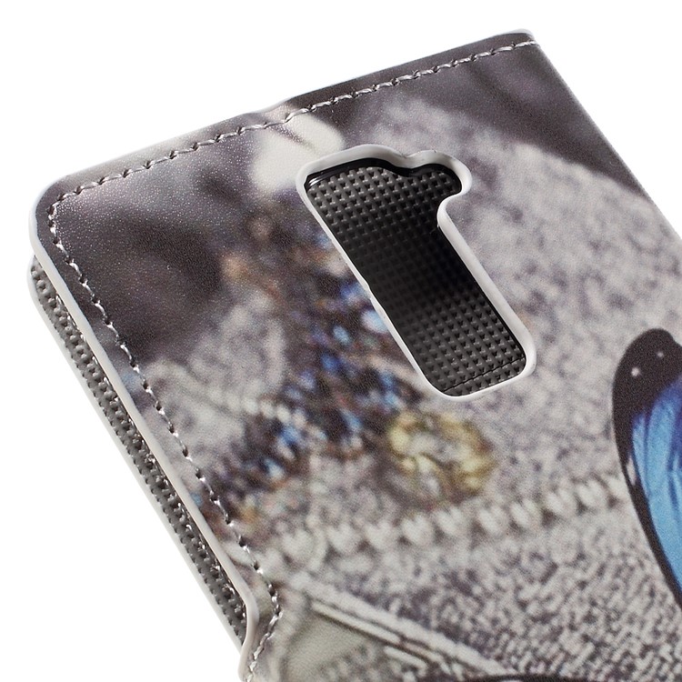 Stand Leather Card Slot Flip Case for LG K10 - Blue Butterfly-8