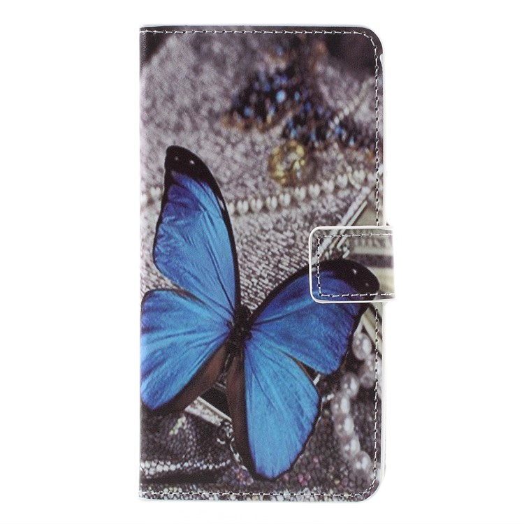 Leather Wallet Stand Phone Case for LG G5 - Blue Butterfly-3