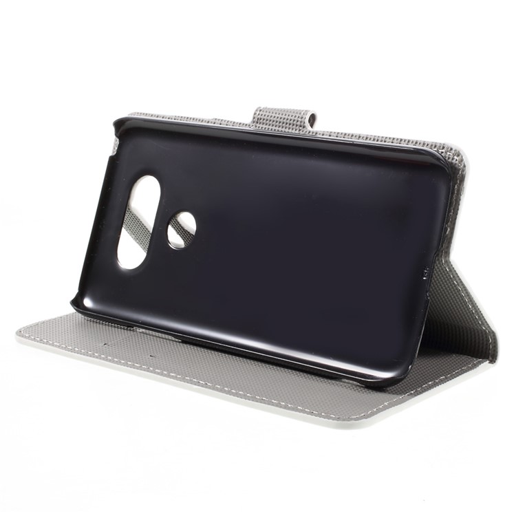 Leather Wallet Stand Phone Case for LG G5 - Blue Butterfly-4