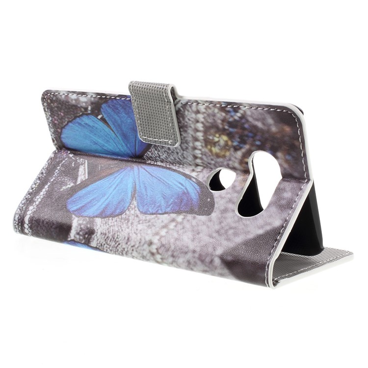 Leather Wallet Stand Phone Case for LG G5 - Blue Butterfly-5