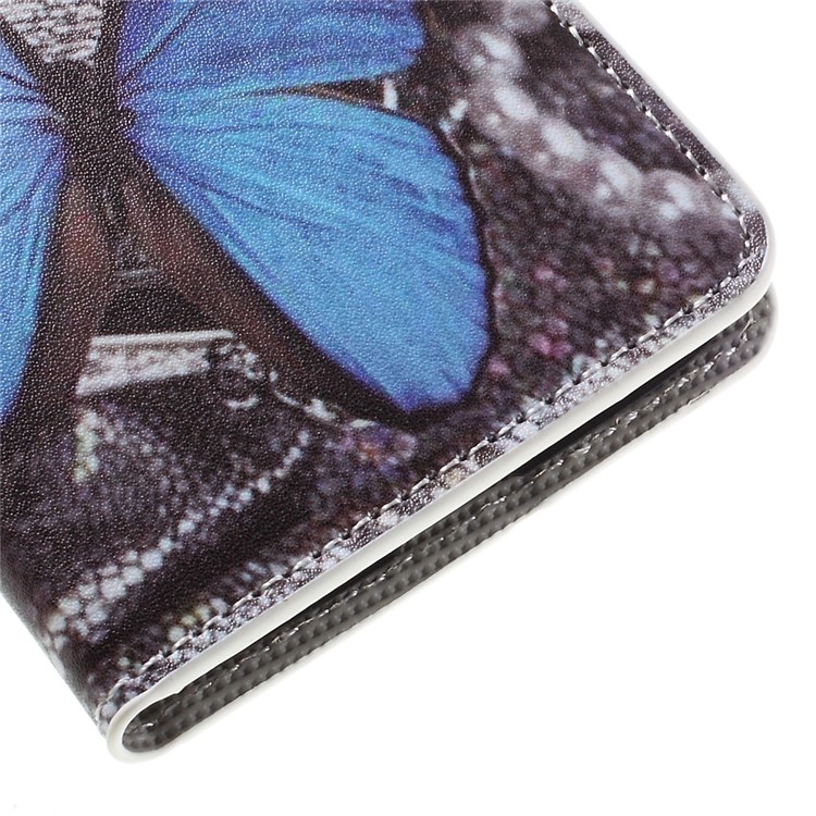 Leather Wallet Stand Phone Case for LG G5 - Blue Butterfly-7