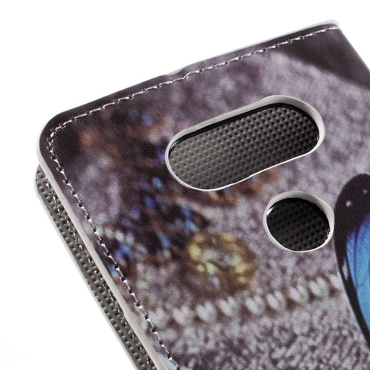 Leather Wallet Stand Phone Case for LG G5 - Blue Butterfly-8