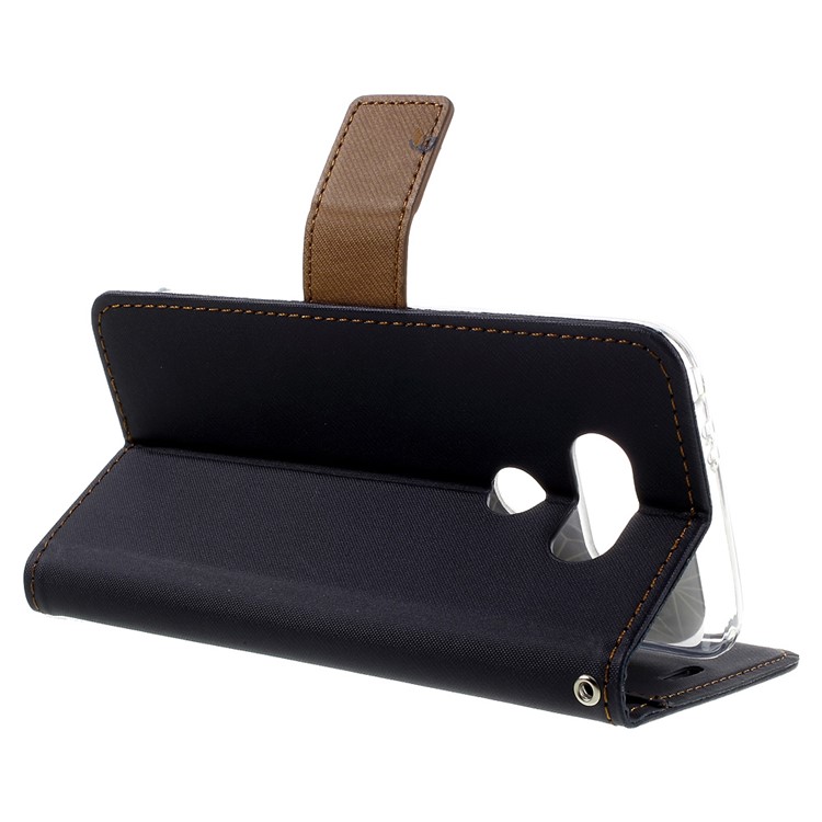 ROAR KOREA Diary Wallet Stand Twill Leather Cover for LG G5 - Black-5