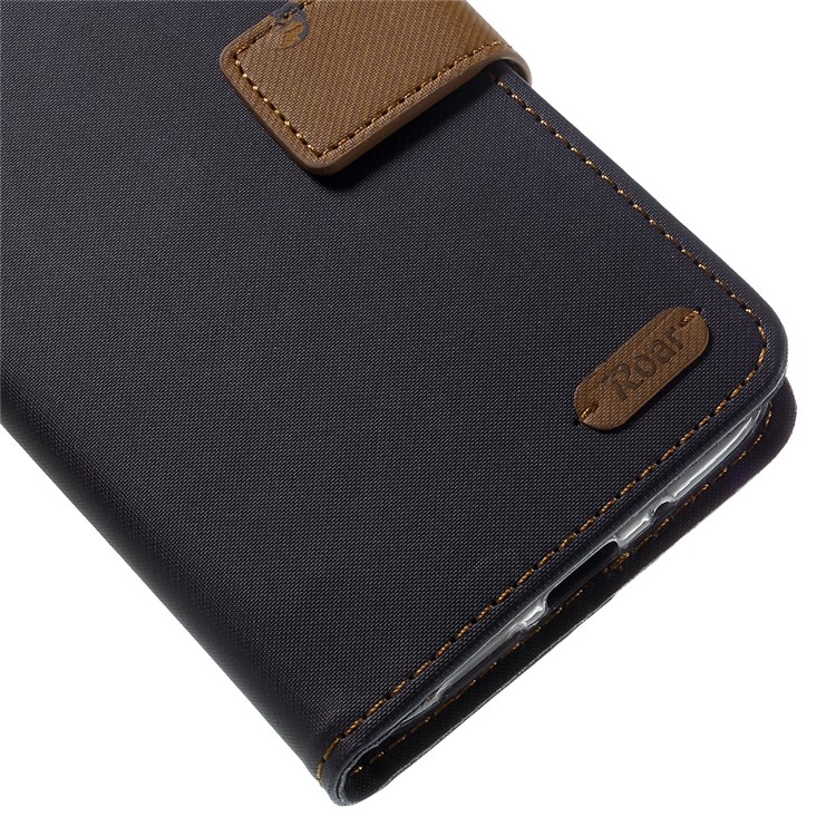 ROAR KOREA Diary Wallet Stand Twill Leather Cover for LG G5 - Black-8