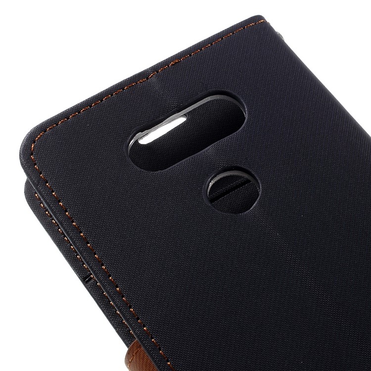 ROAR KOREA Diary Wallet Stand Twill Leather Cover for LG G5 - Black-9