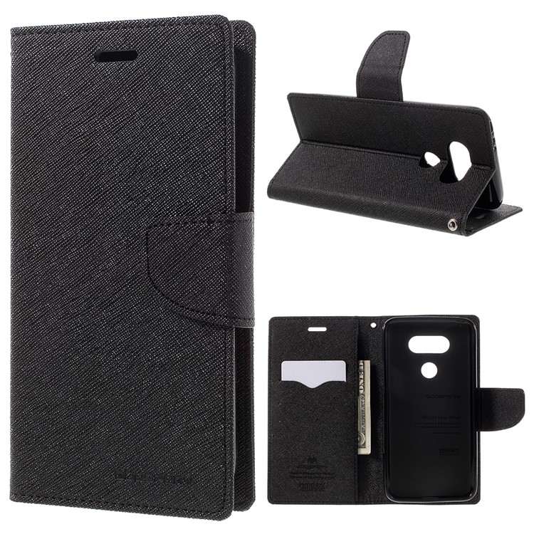 MERCURY GOOSPERY Leather Wallet Cover for LG G5 with Stand - Black-1