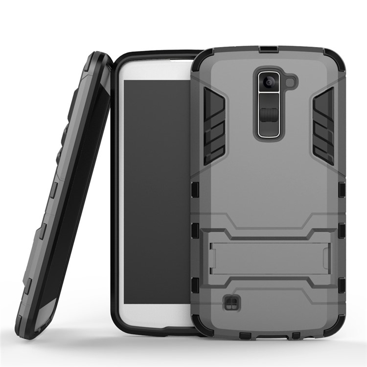 Kickstand PC and TPU Hybrid Cover for LG K10 - Grey-1