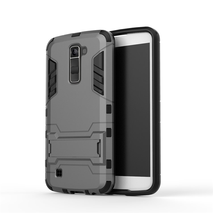 Kickstand PC and TPU Hybrid Cover for LG K10 - Grey-2