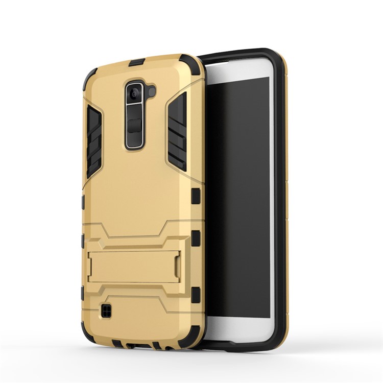 Kickstand PC and TPU 2-in-1 Phone Case for LG K10 - Gold-2