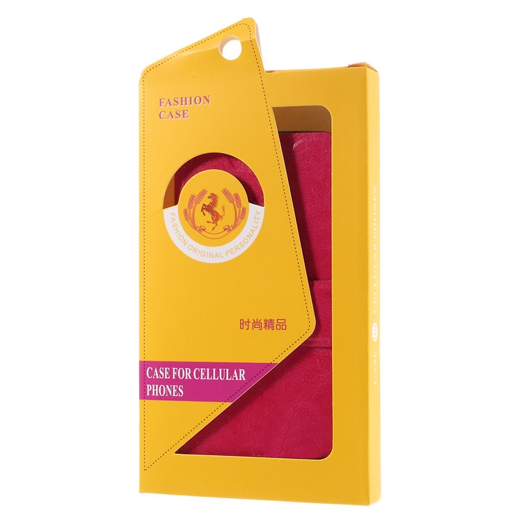 Crazy Horse Leather Card Slot Phone Case for LG K8 - Rose-10