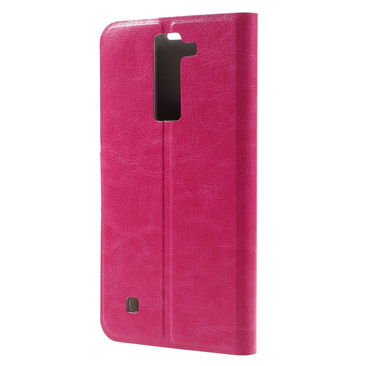 Crazy Horse Leather Card Slot Phone Case for LG K8 - Rose-2