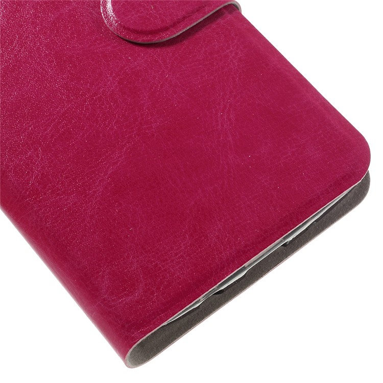 Crazy Horse Leather Card Slot Phone Case for LG K8 - Rose-7