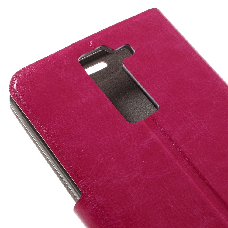 Crazy Horse Leather Card Slot Phone Case for LG K8 - Rose-8