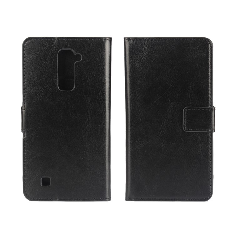 Crazy Horse Leather Wallet Case for LG K10 - Black-1