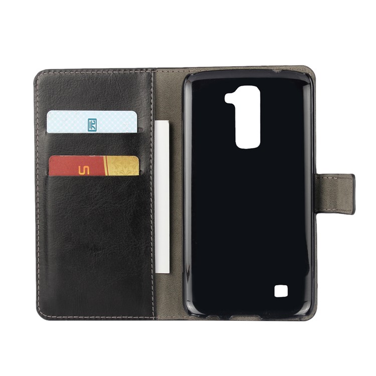 Crazy Horse Leather Wallet Case for LG K10 - Black-4