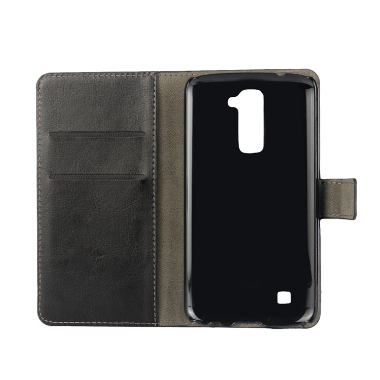 Crazy Horse Leather Wallet Case for LG K10 - Black-5