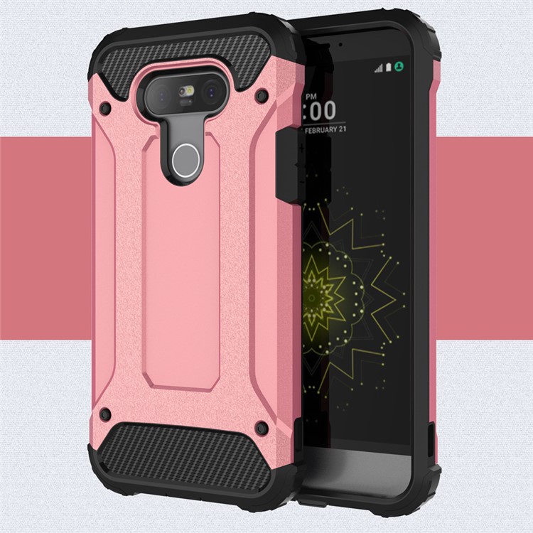 Armor PC + TPU Hybrid Cover Shell for LG G5 - Pink-1