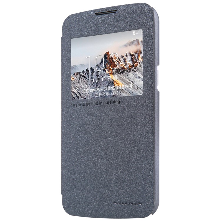 NILLKIN Sparkle Series for LG K4 View Window Leather Case - Black-4