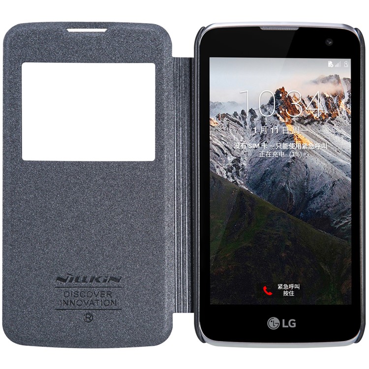 NILLKIN Sparkle Series for LG K4 View Window Leather Case - Black-6