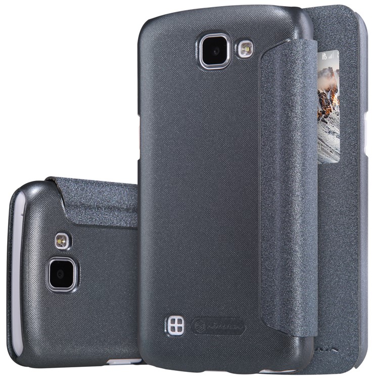 NILLKIN Sparkle Series for LG K4 View Window Leather Case - Black-7
