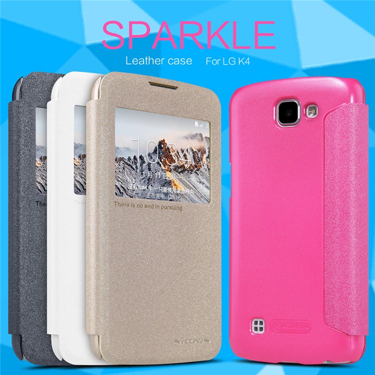 NILLKIN Sparkle Series for LG K4 View Window Leather Case - Black-8