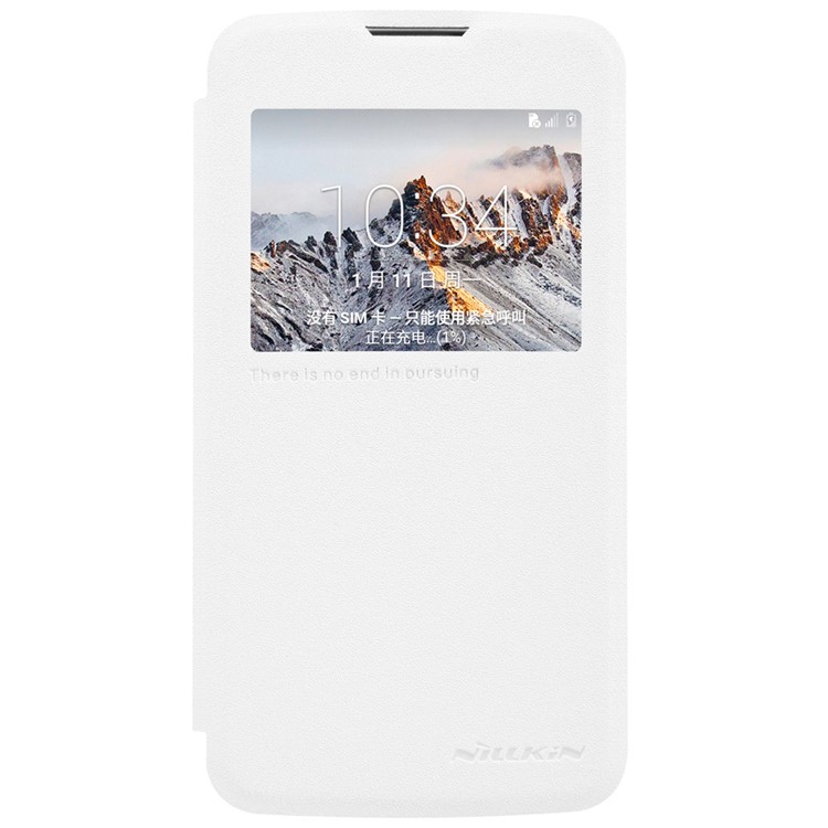 NILLKIN Sparkle Series for LG K4 View Window Leather Cover Case - White-1