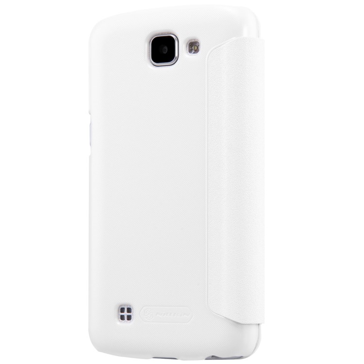 NILLKIN Sparkle Series for LG K4 View Window Leather Cover Case - White-3